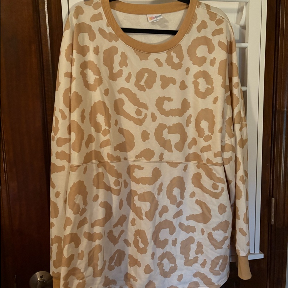 LuLaRoe Tan and Cream Long Sleeve Top